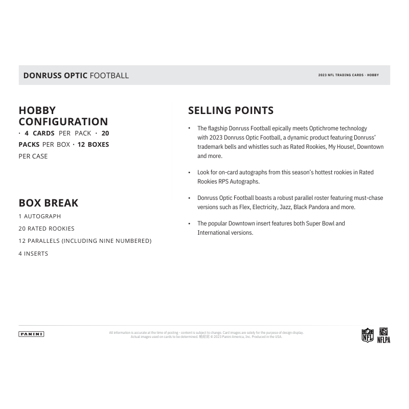 2023 Panini Donruss Optic Football Hobby Box
